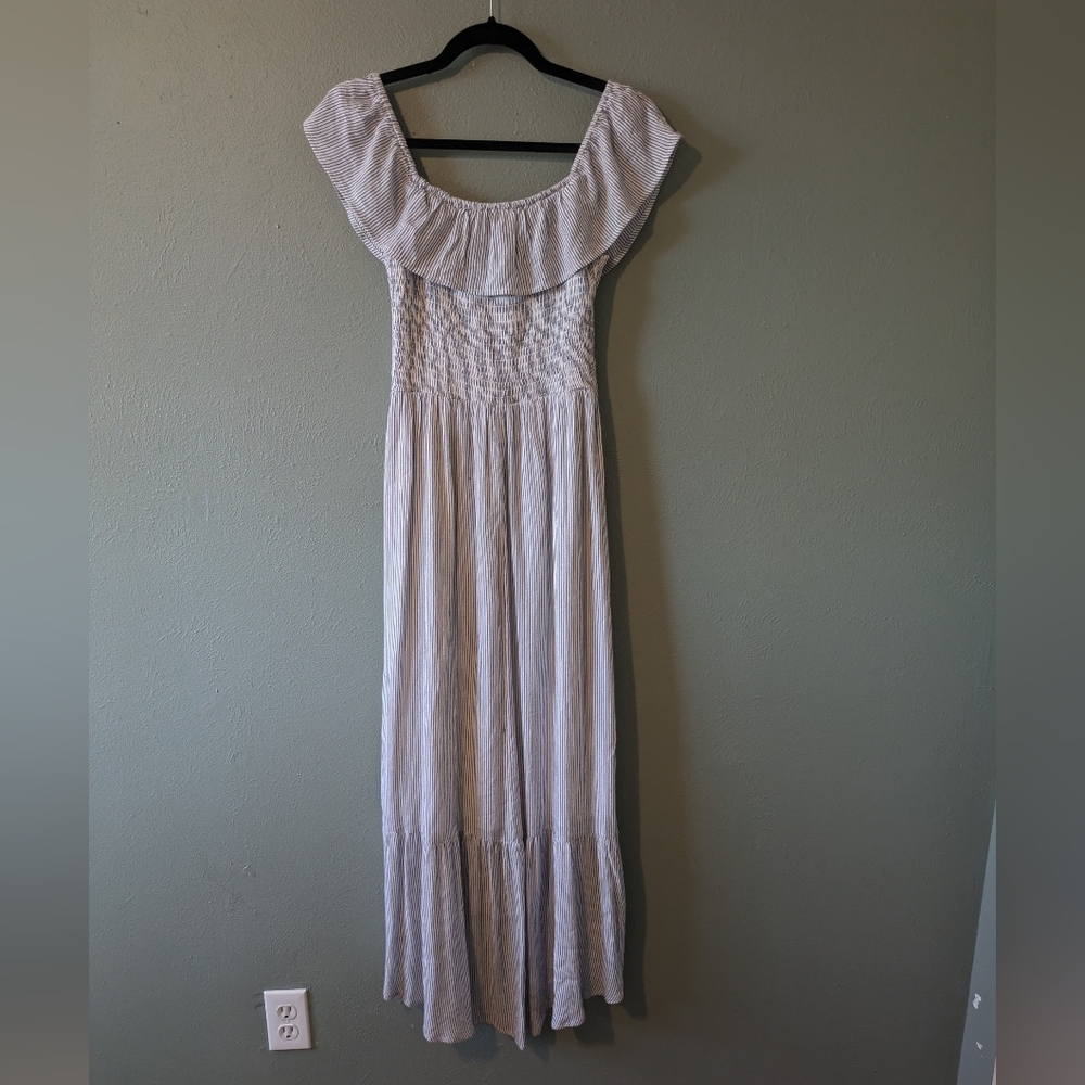 Abercrombie & Fitch Viscose Striped Flowy Ruffle Hem Maxi Dress Size S - Picture 4 of 6